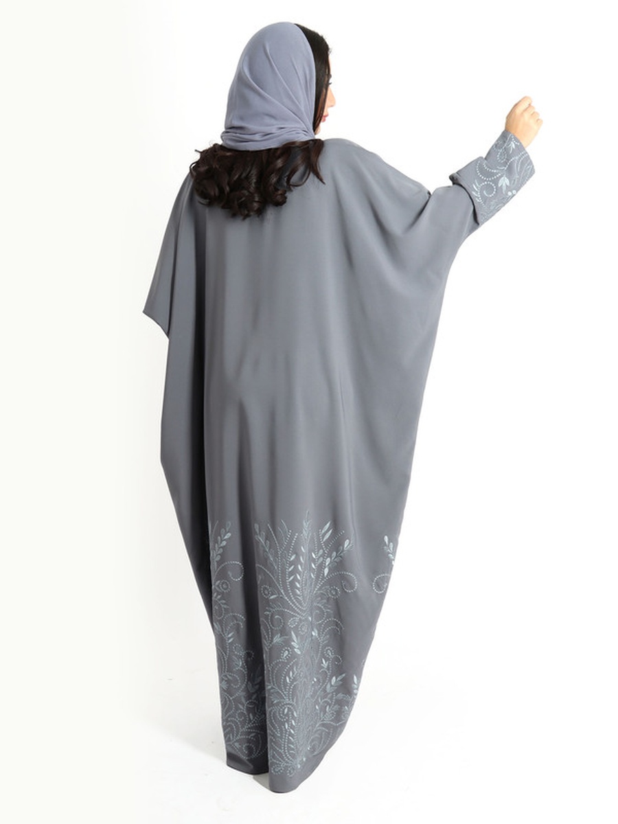 Grey Bisht Embroidery Abaya