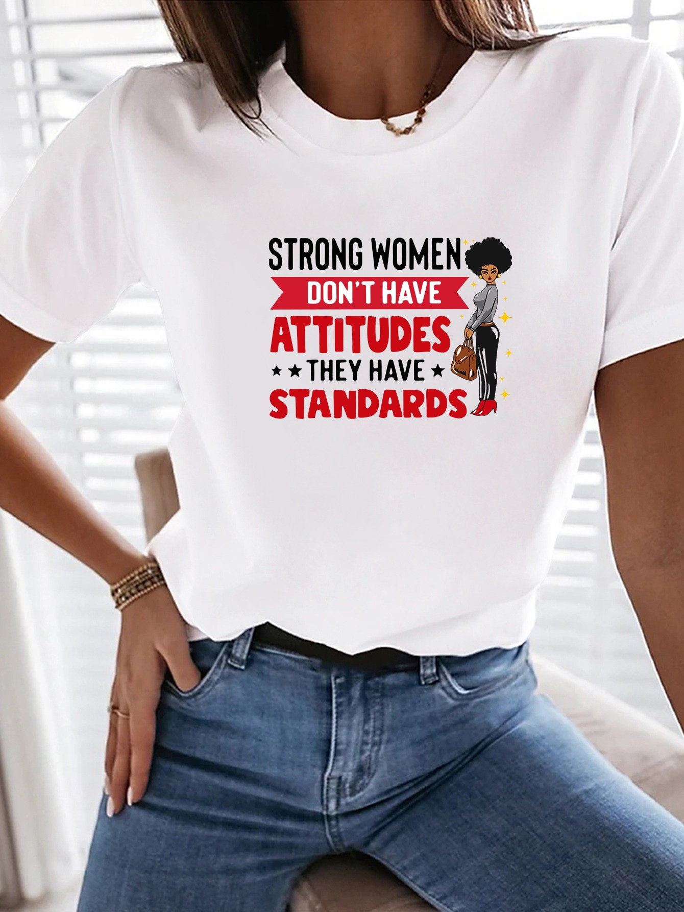 White Graphic Print Round Neck T-Shirt