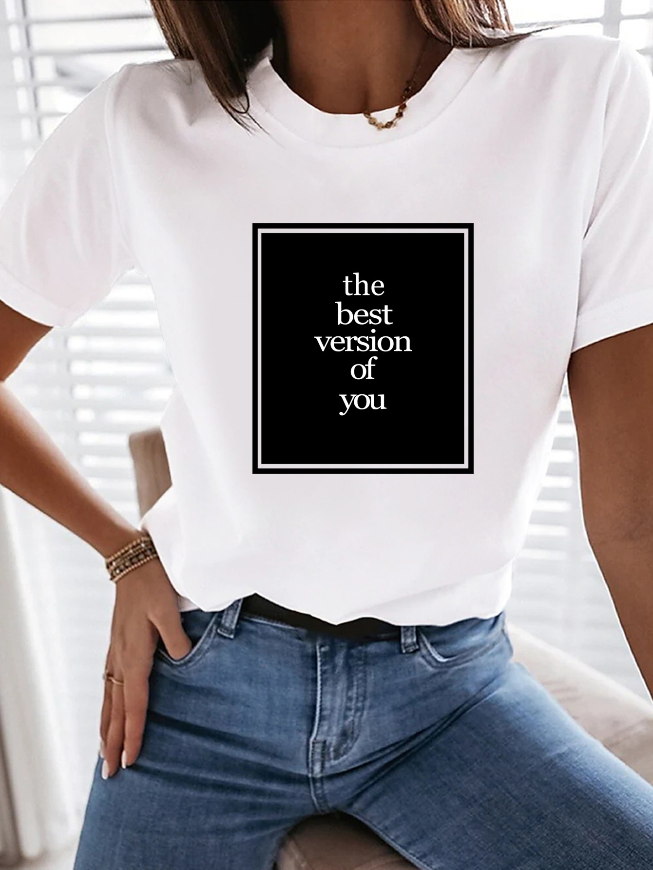 White Graphic Print Round Neck T-Shirt