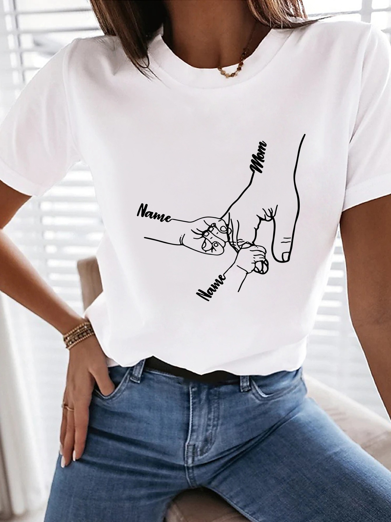 White Graphic Print Round Neck T-Shirt