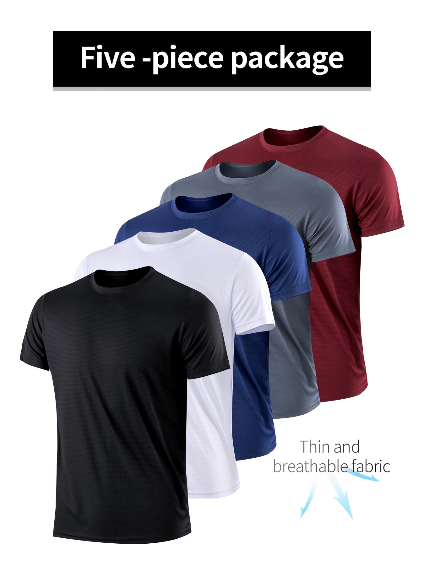 Men Pack of 5 - Short Sleeves Performance T-Shirt