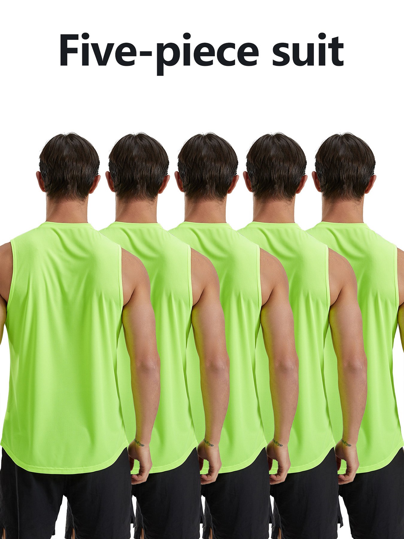 Men Pack of 5 - Plain Green Athletic Tank Top