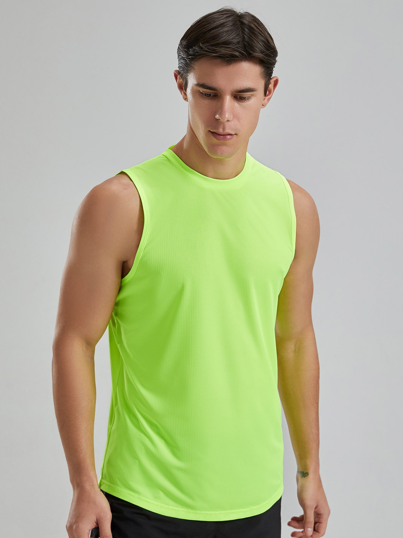 Men Pack of 5 - Plain Green Athletic Tank Top