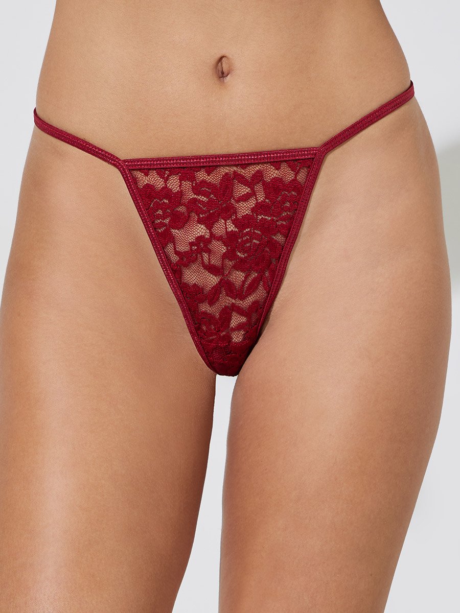 Burgundy Floral Lace Wired Fitted Slip With Brief