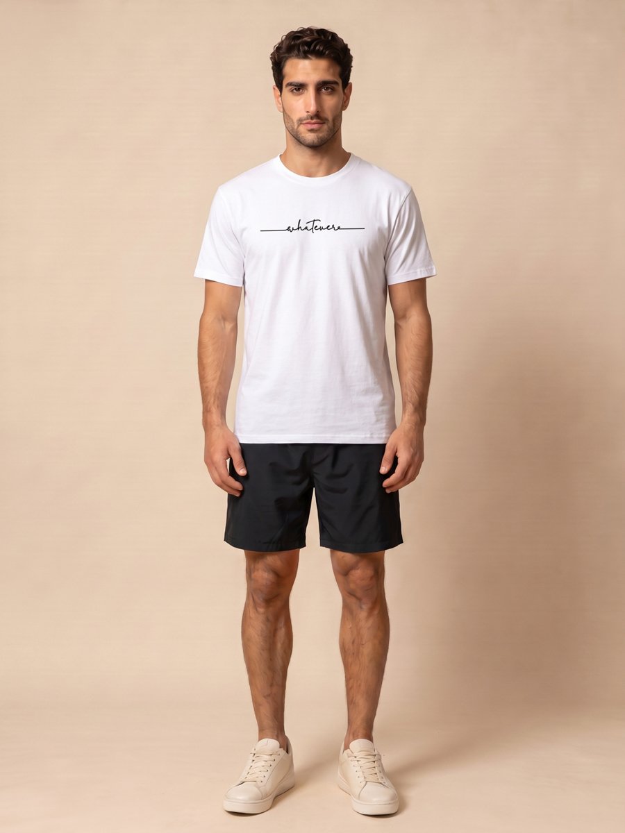 Men Text Print T-Shirt and Solid Shorts Co-ord Set 