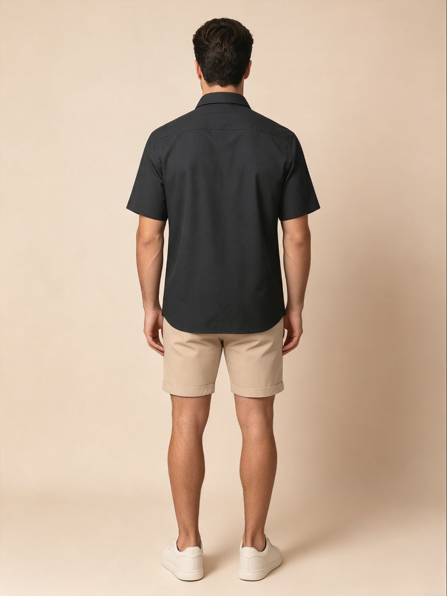 Men Black Regular Fit Collared Shirt