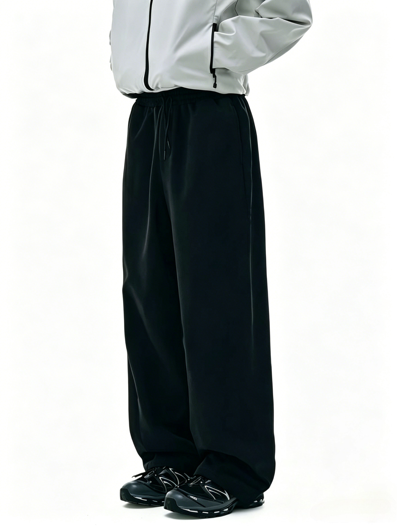 Men Black Sports Long Loose Breathable Fitness Trousers