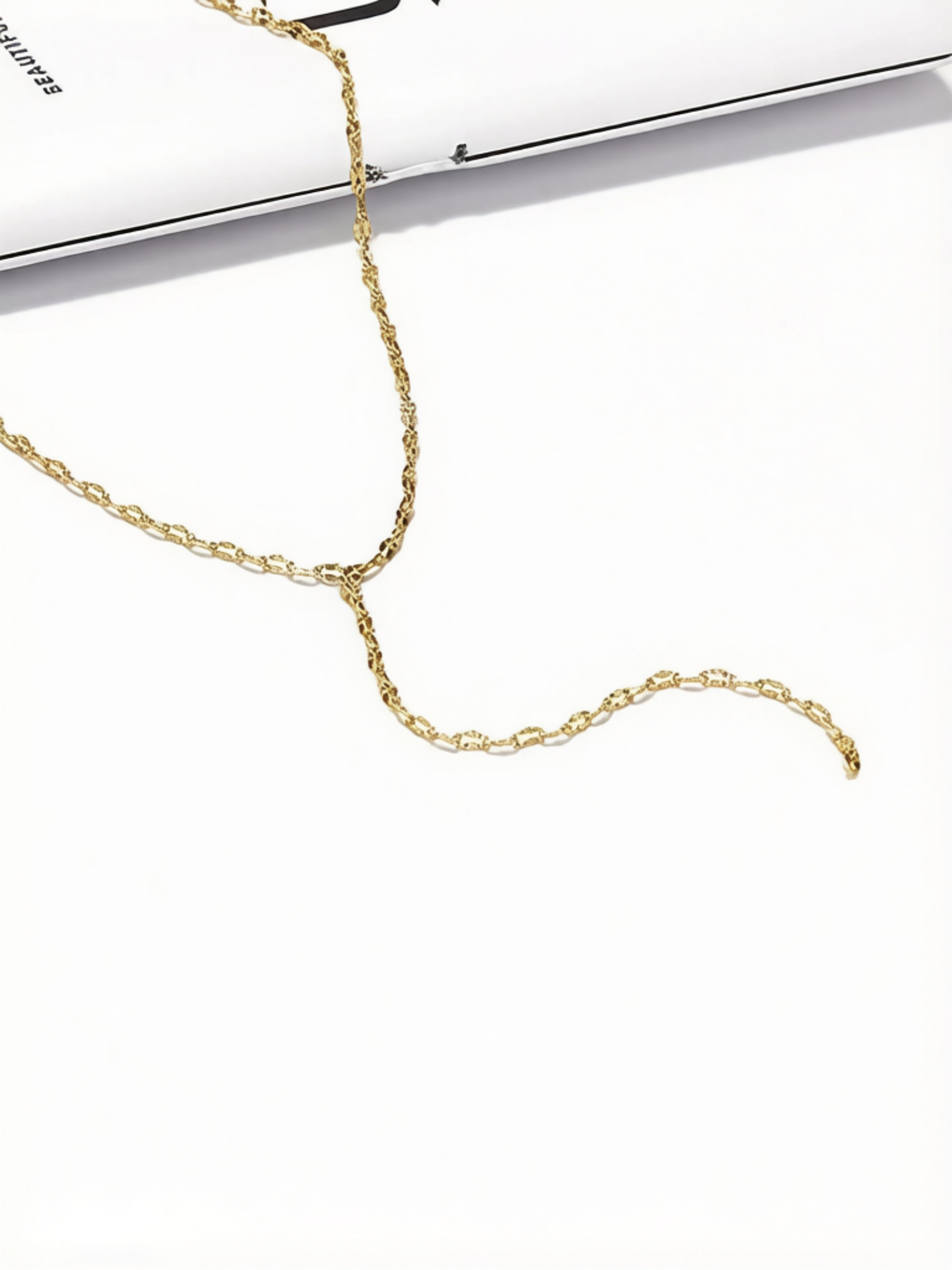 Gold Chain Lariat Necklace