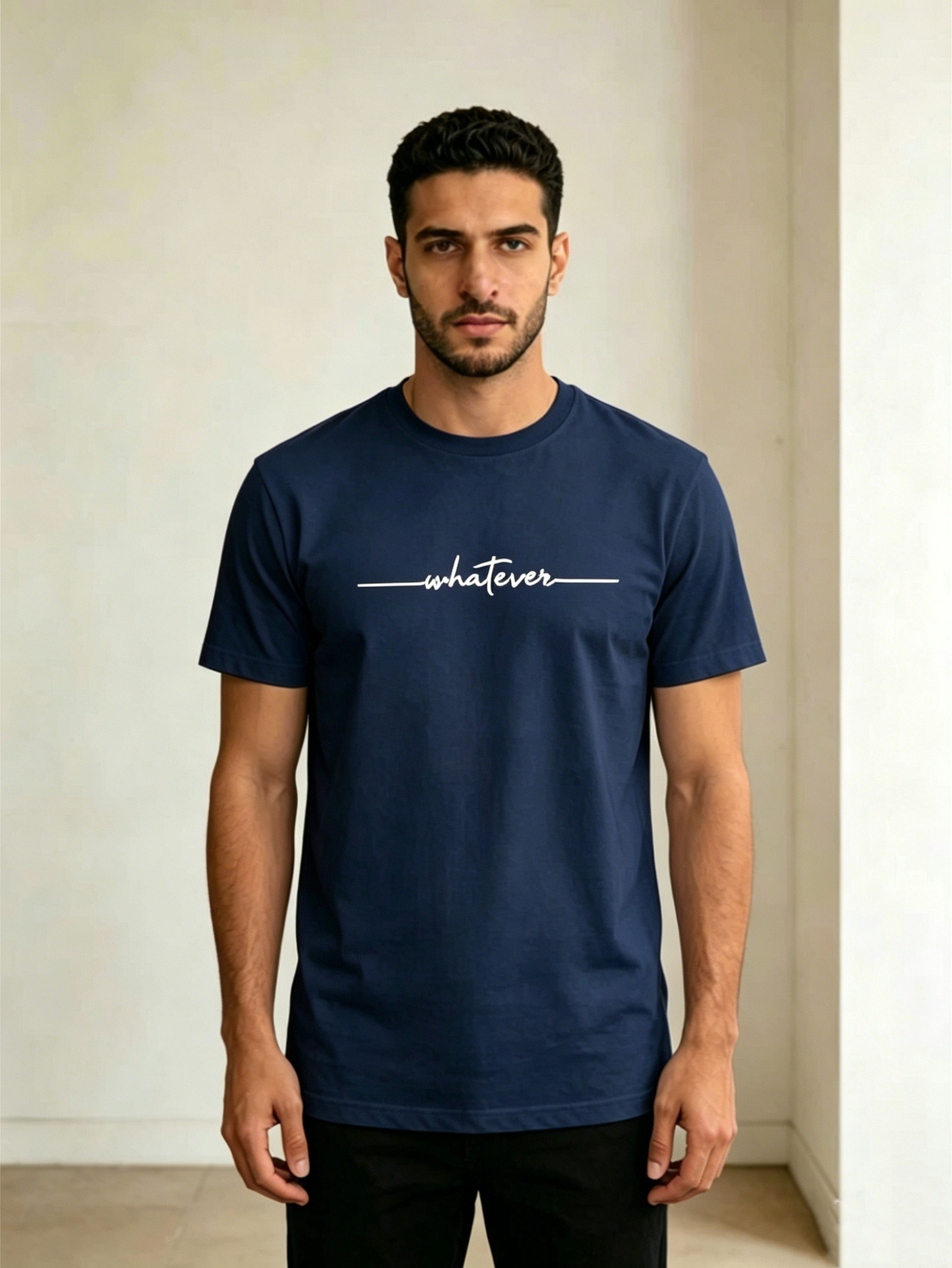 Men Navy Blue Graphic Print Round Neck T-Shirt