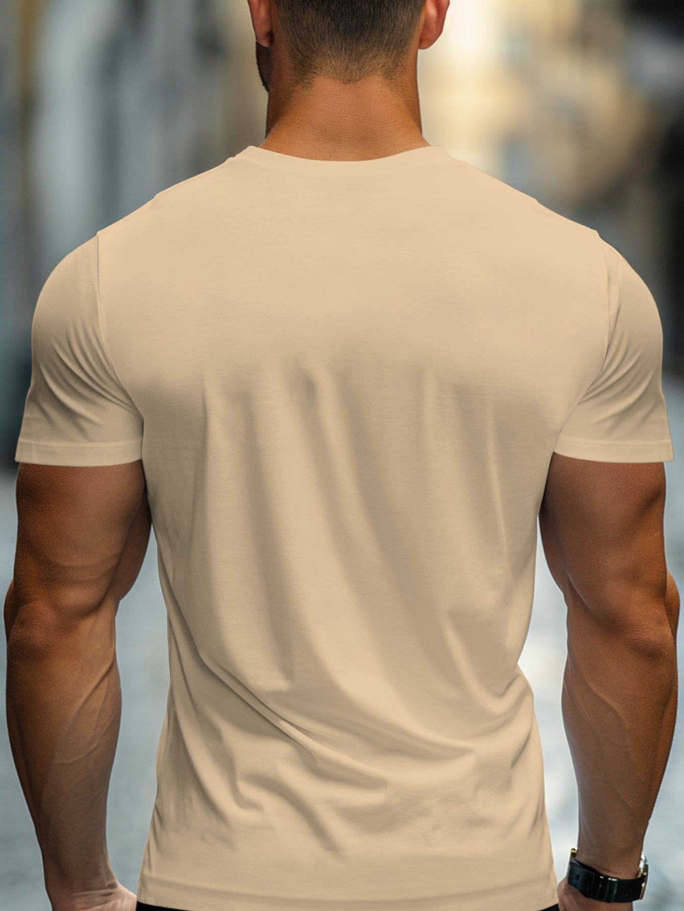 Men Beige Graphic Print Round Neck T-Shirt