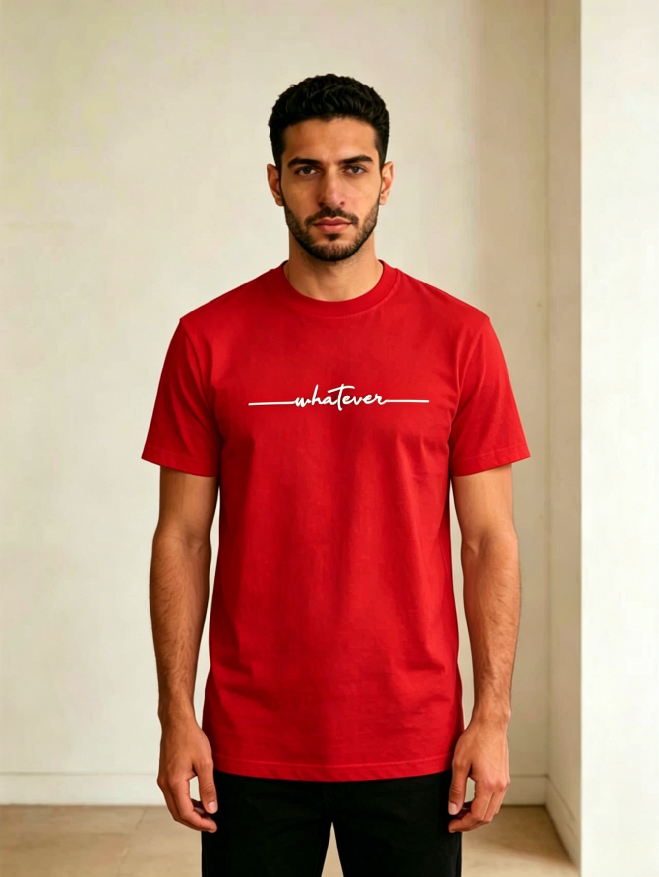 Men Red Graphic Print Round Neck T-Shirt