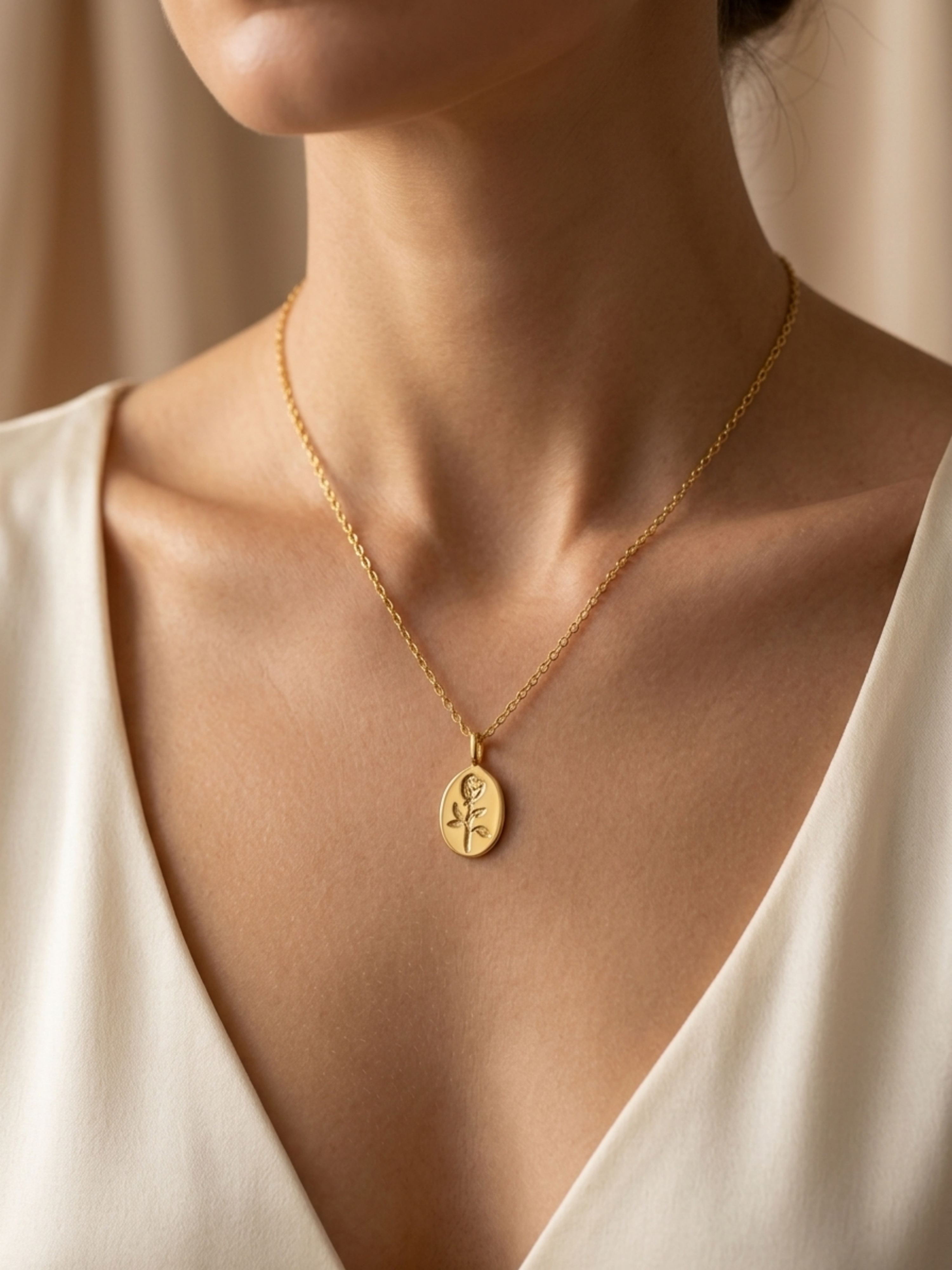 Golden Rose Pendant Necklace