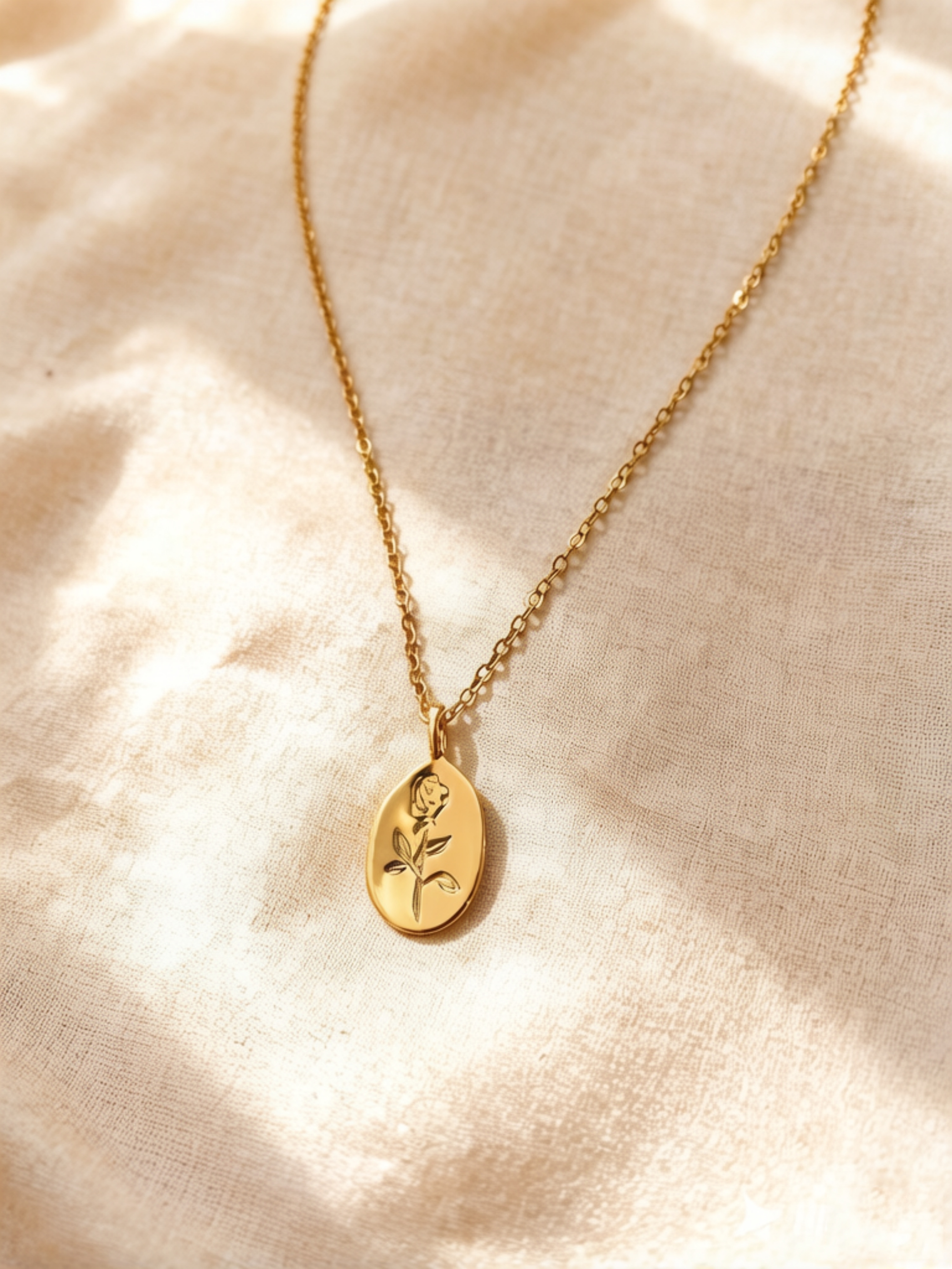 Golden Rose Pendant Necklace