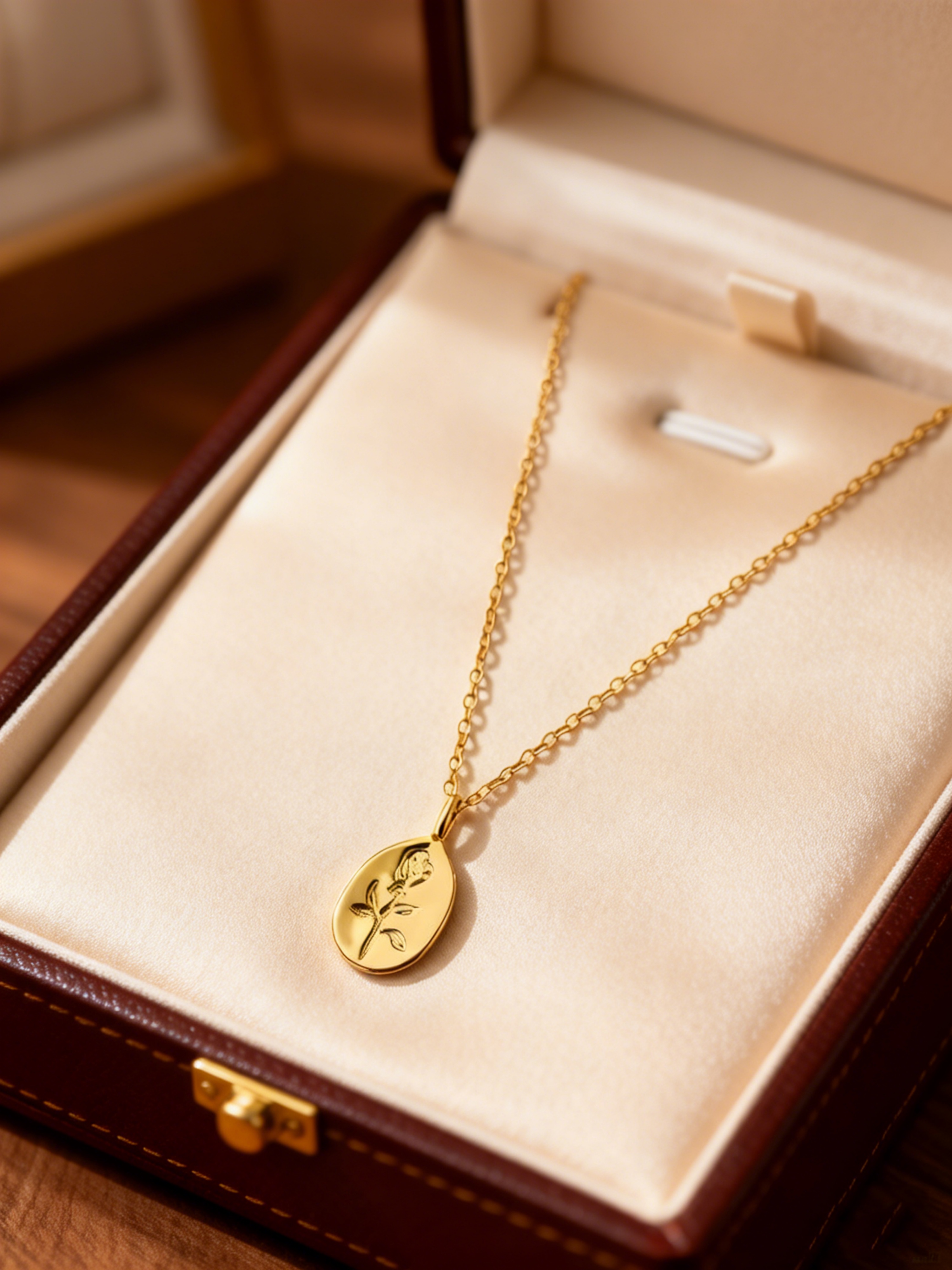 Golden Rose Pendant Necklace