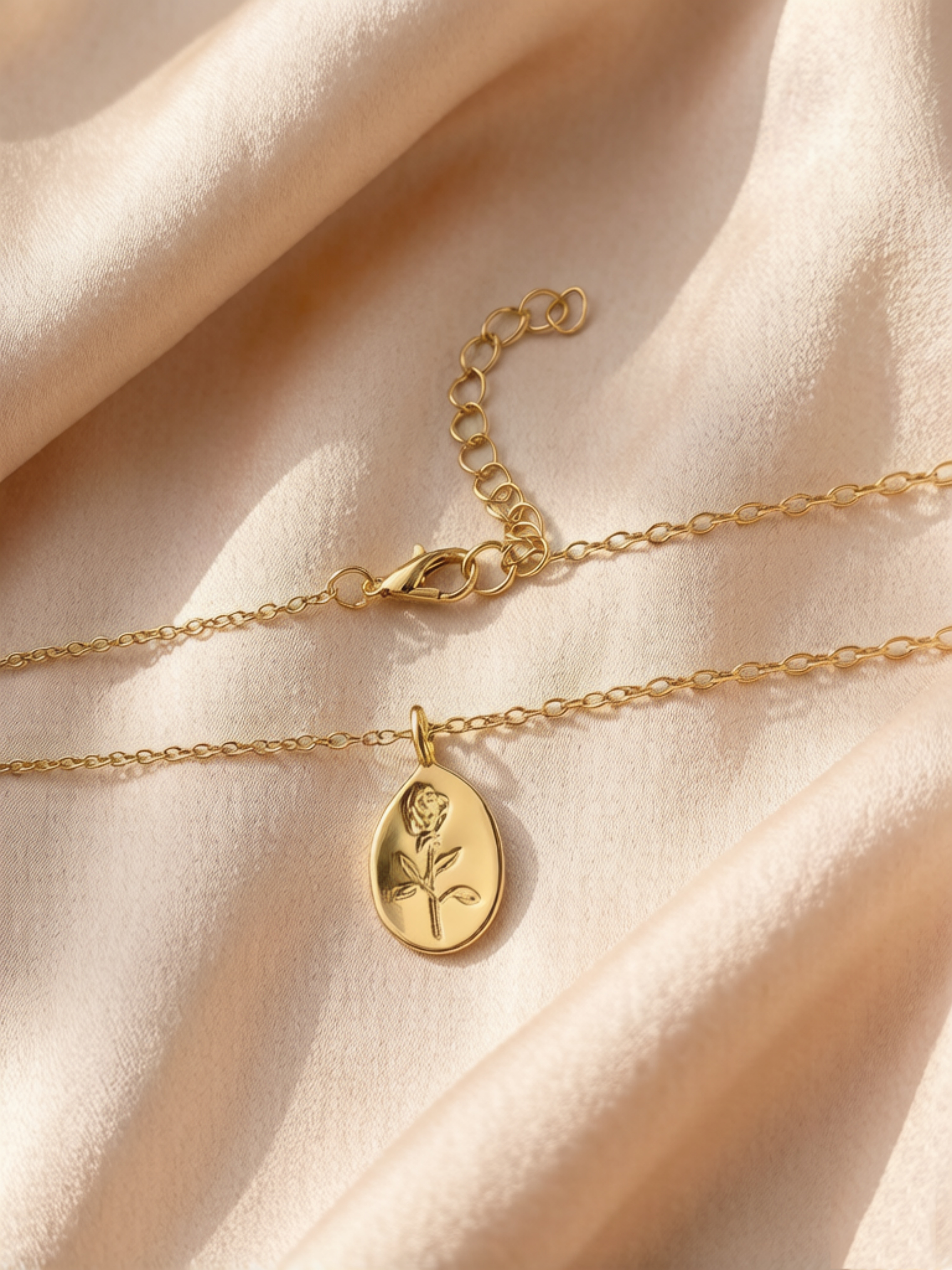 Golden Rose Pendant Necklace
