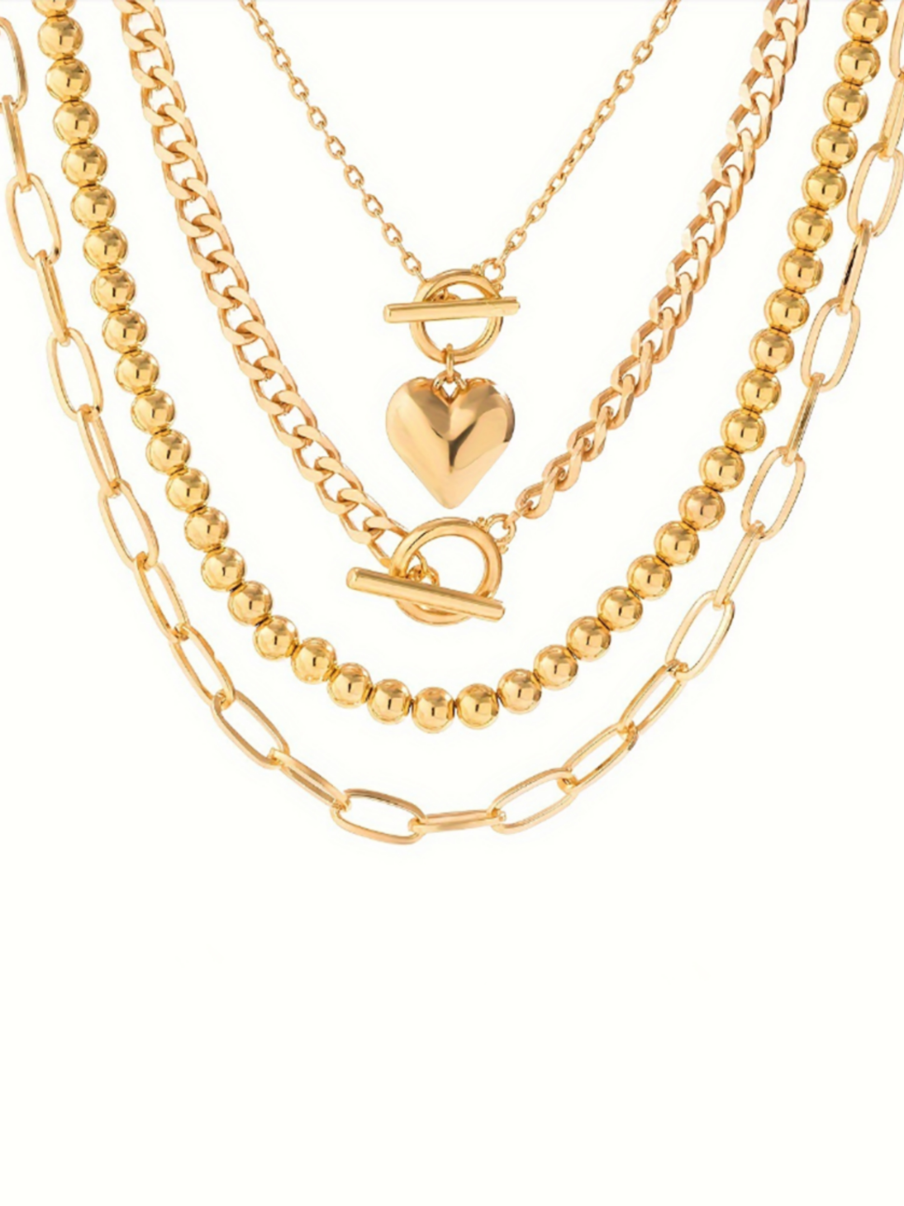 Gold Layered Chain Necklace Set