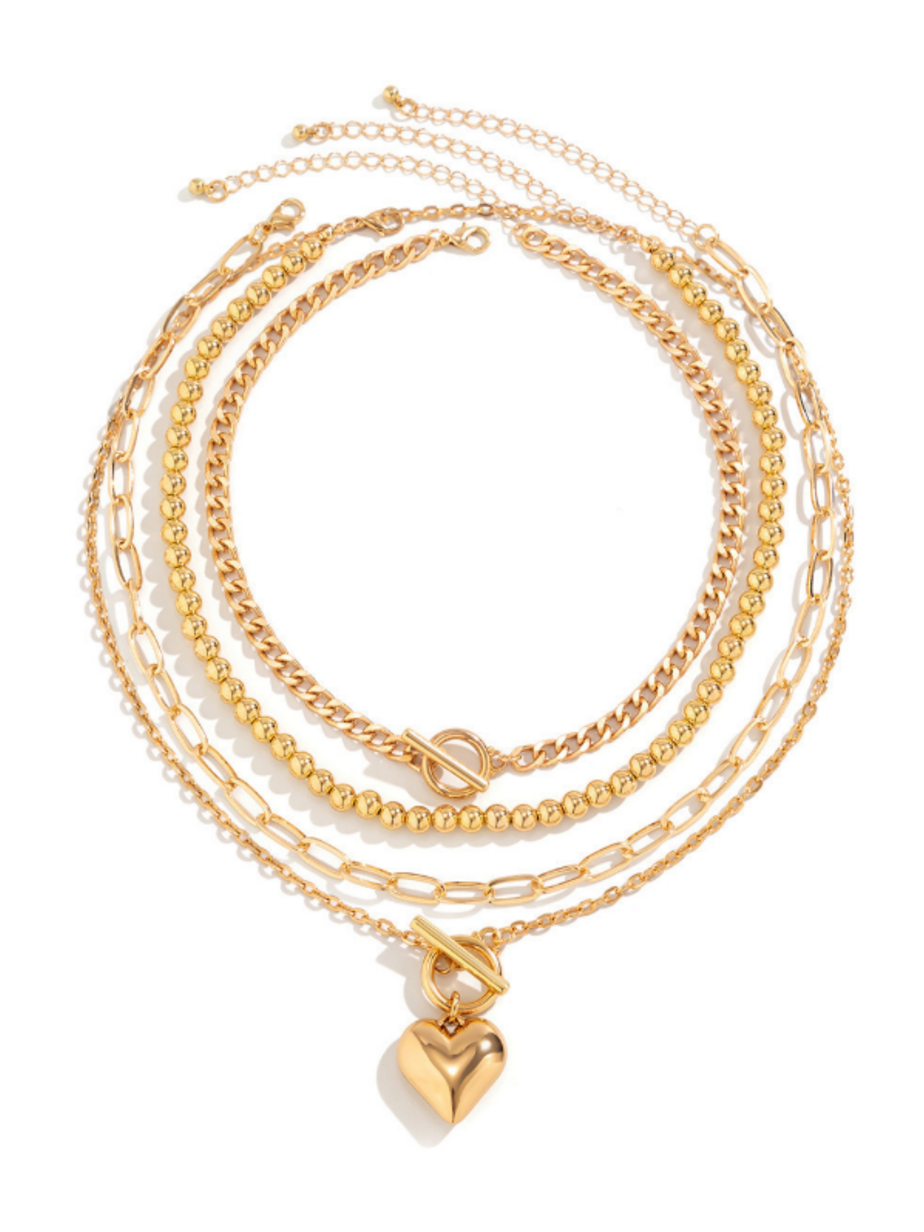 Gold Layered Chain Necklace Set