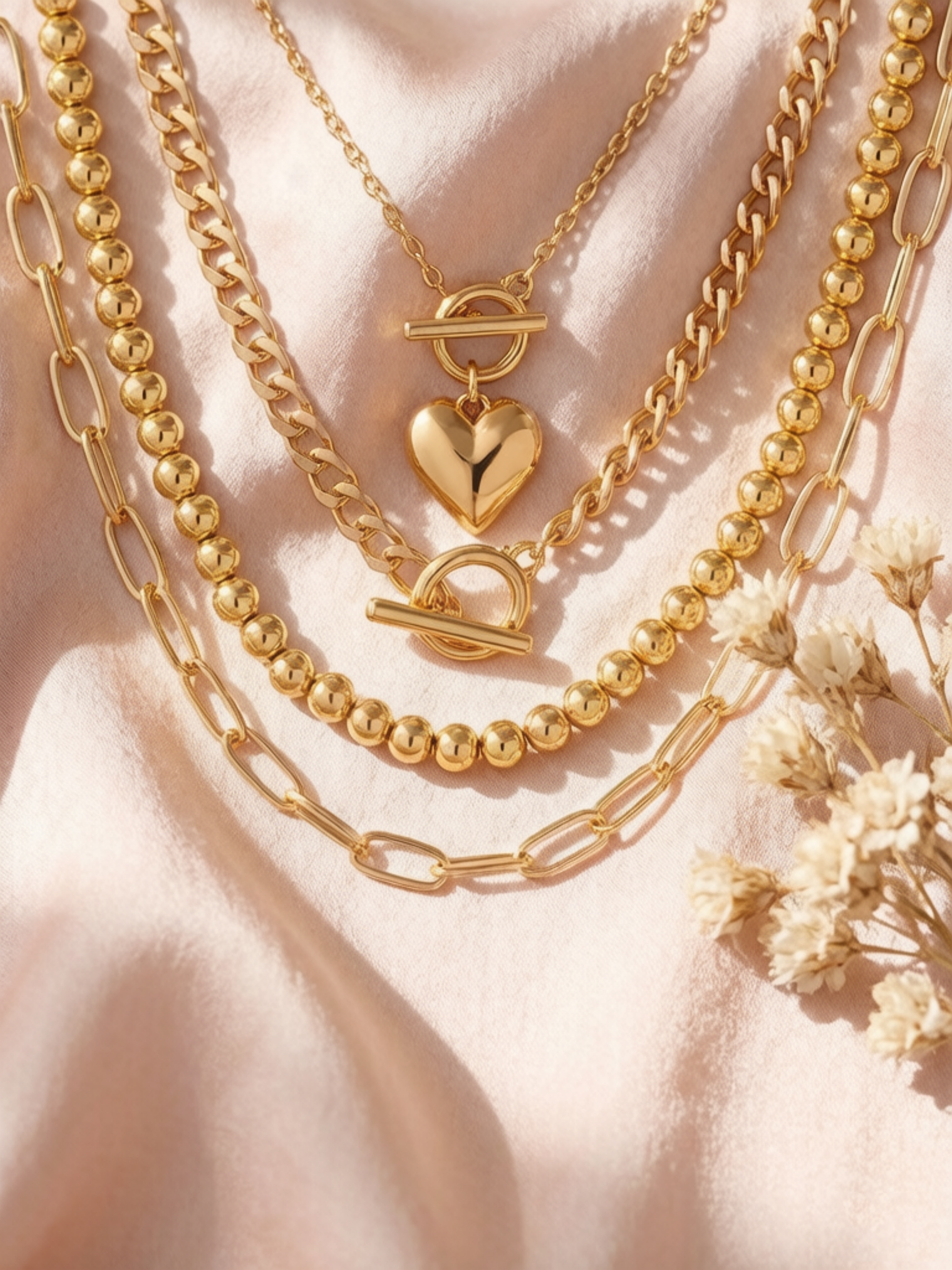 Gold Layered Chain Necklace Set