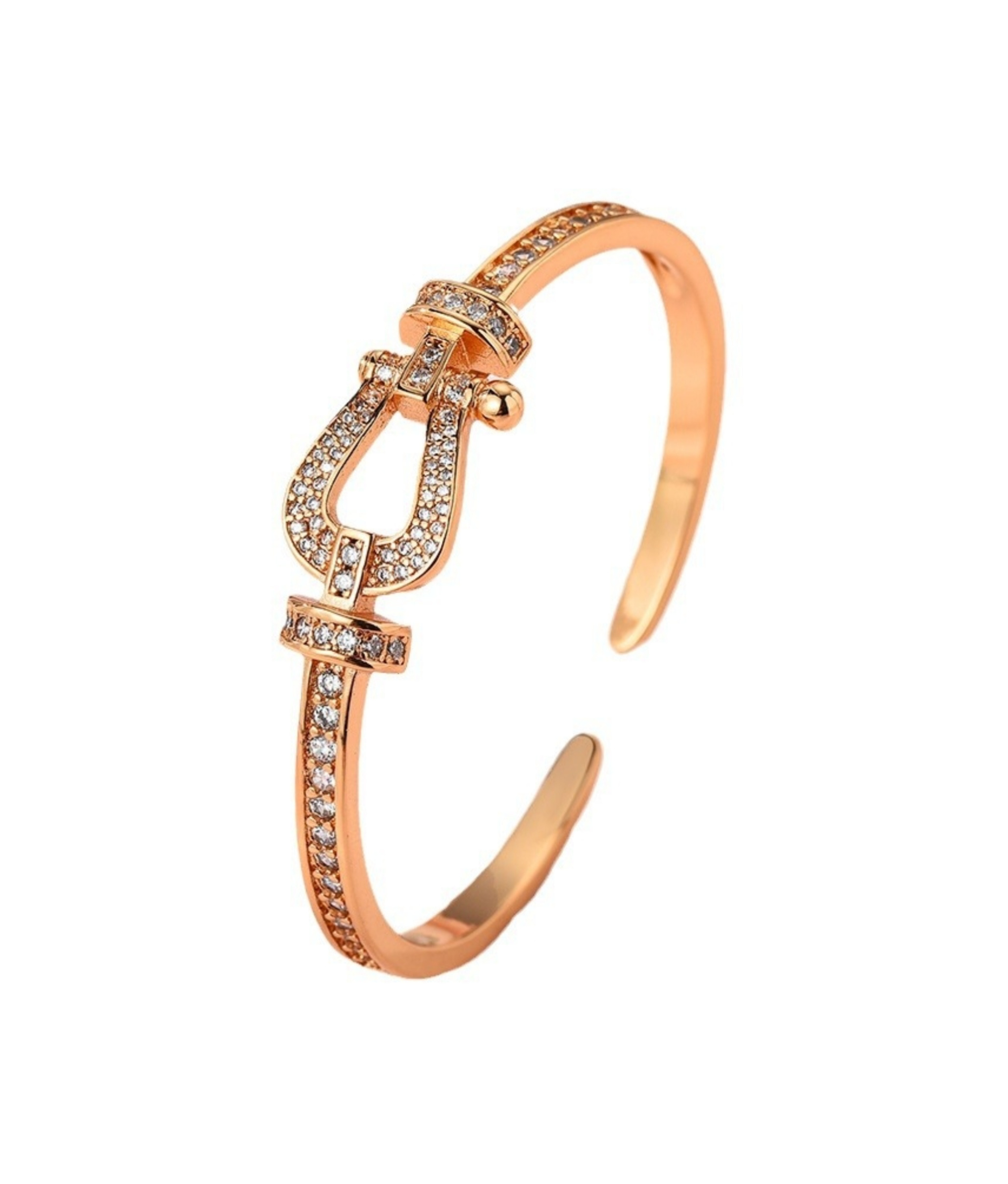 Gold Tone Horseshoe Cuff Bracelet with Rhinestone