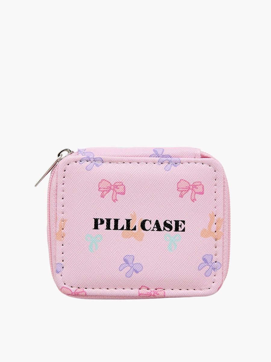 Bow Print Pill Case with Zip Closure