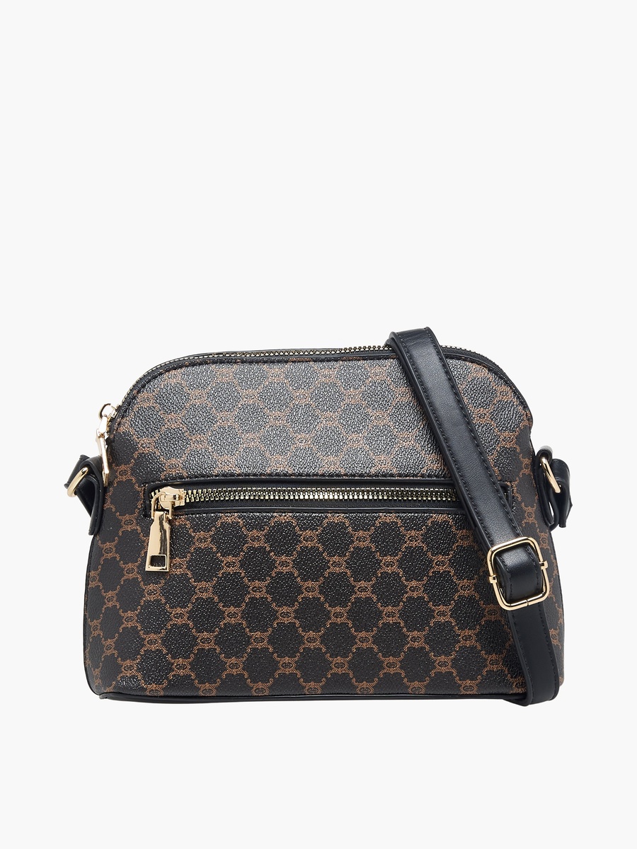 Tom Monogram Print Crossbody Bag with Zip Closure