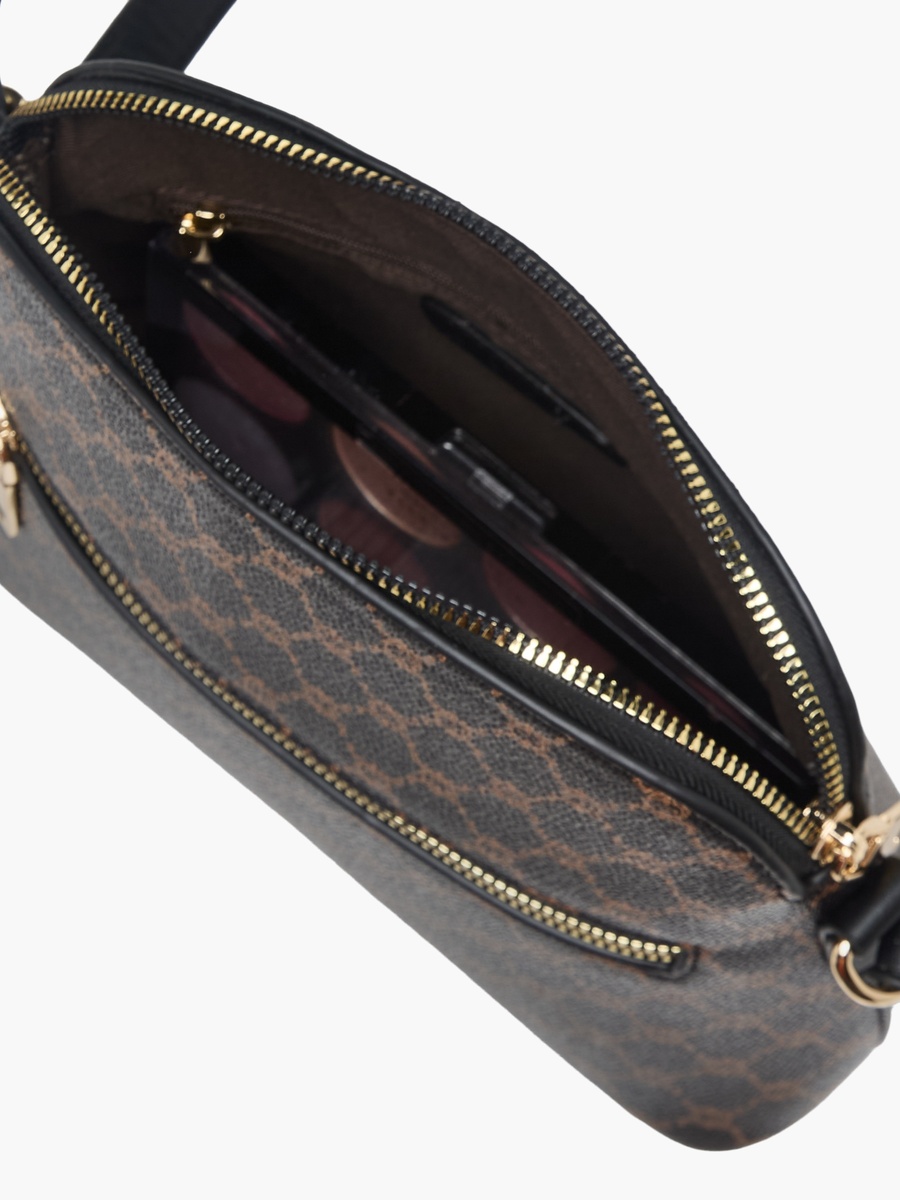 Tom Monogram Print Crossbody Bag with Zip Closure
