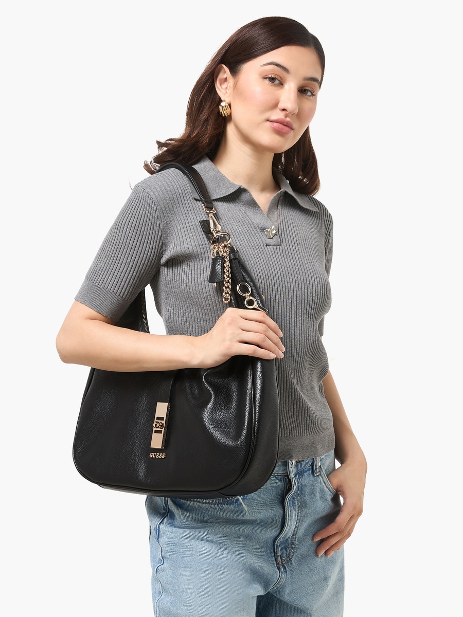 Brooke Textured Hobo Bag with Detachable Strap