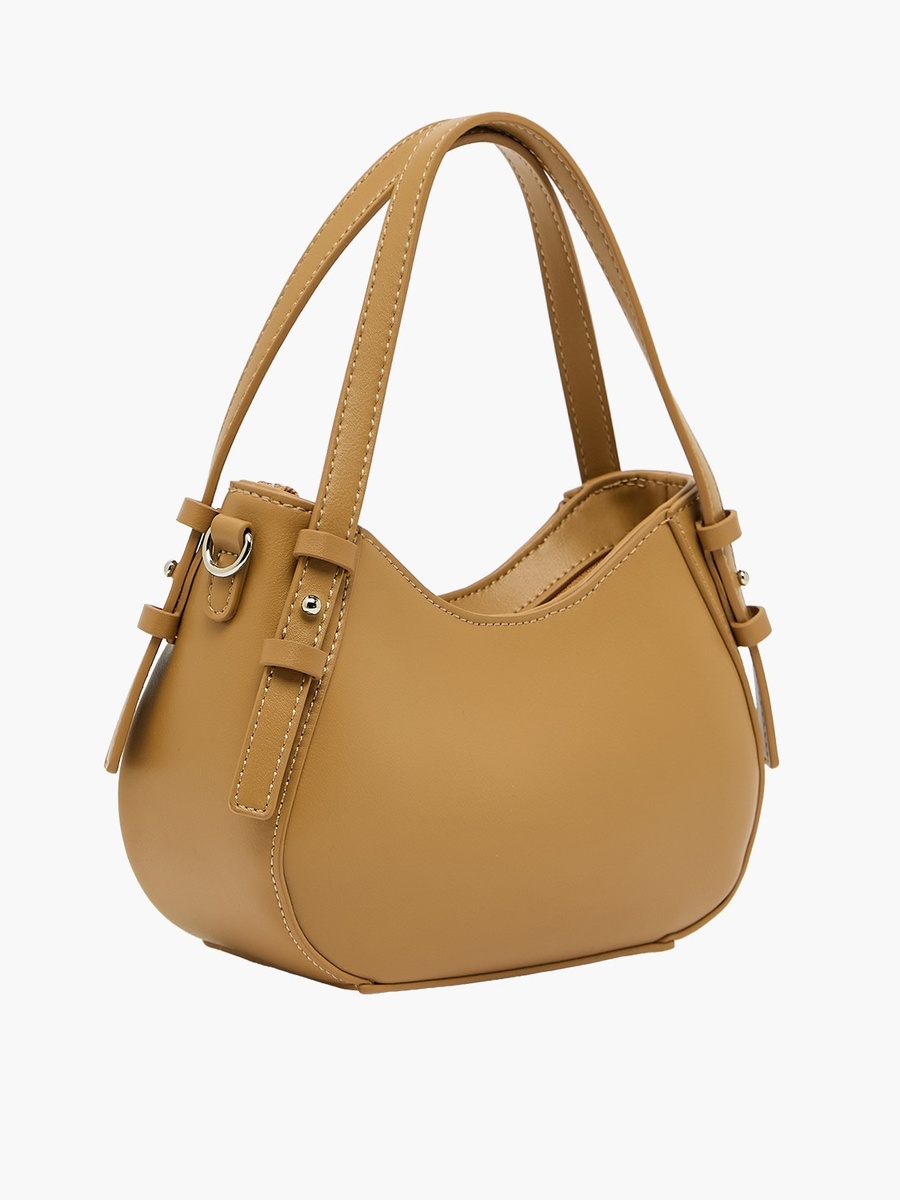 Solid Shoulder Bag with Detachable Strap