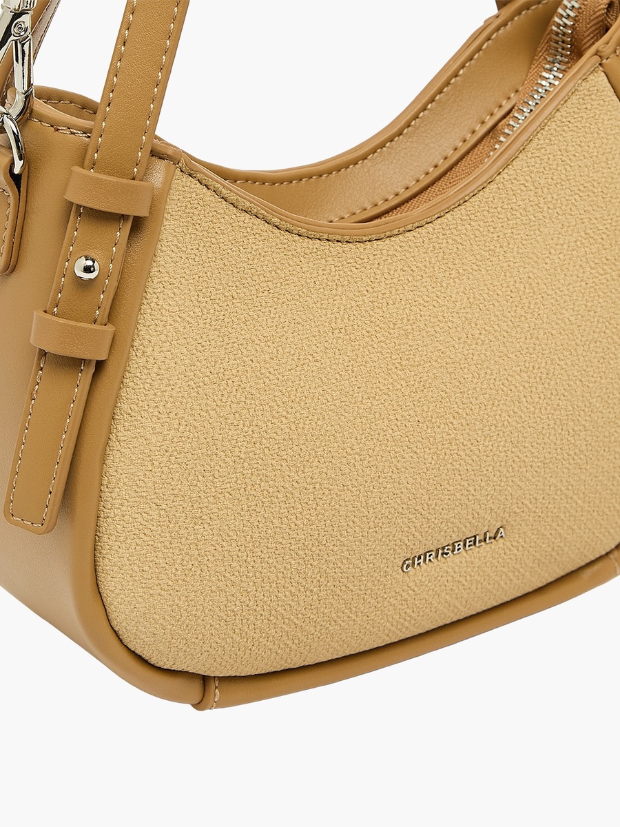Solid Shoulder Bag with Detachable Strap