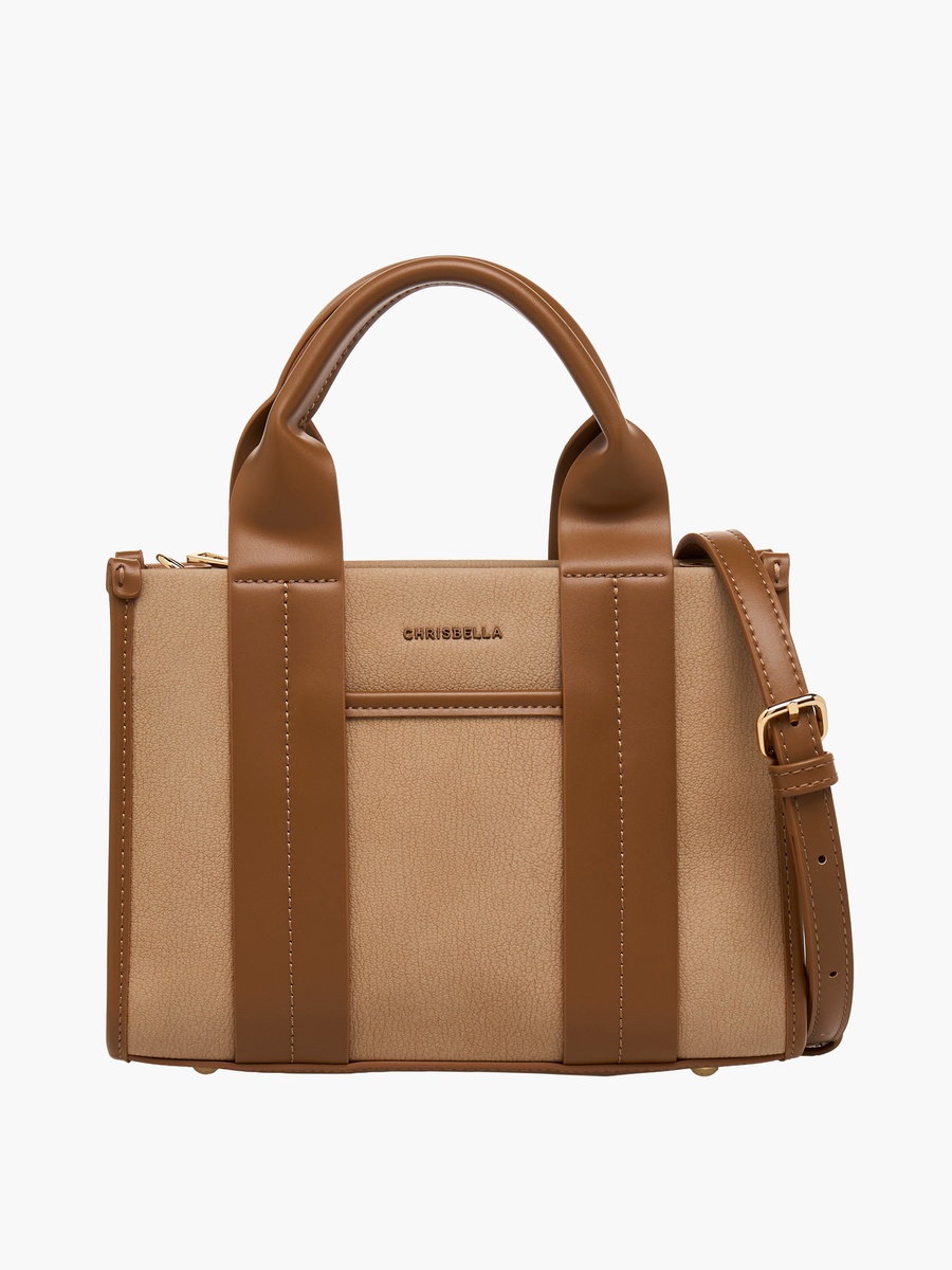 Panelled Tote Bag with Zip Closure