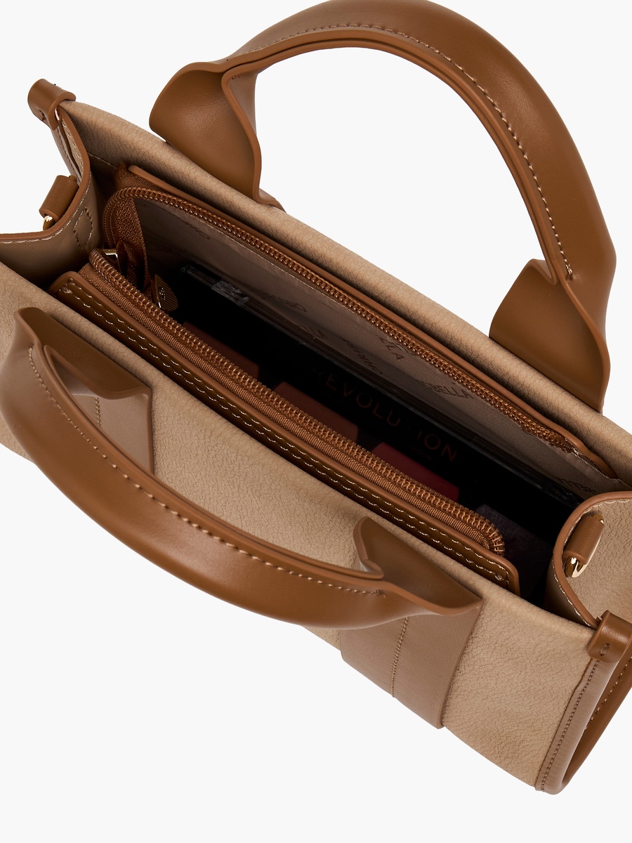 Panelled Tote Bag with Zip Closure