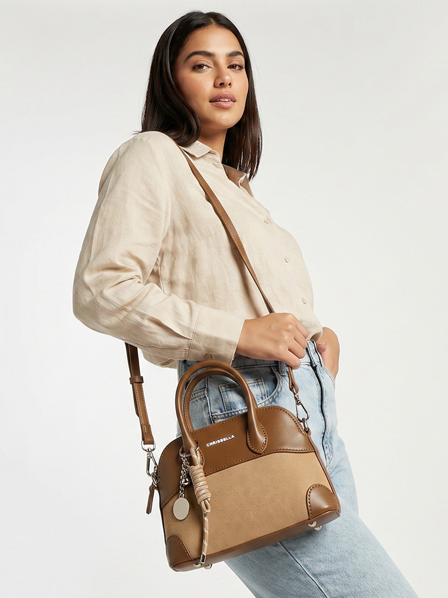 Textured Tote Bag with Detachable Strap