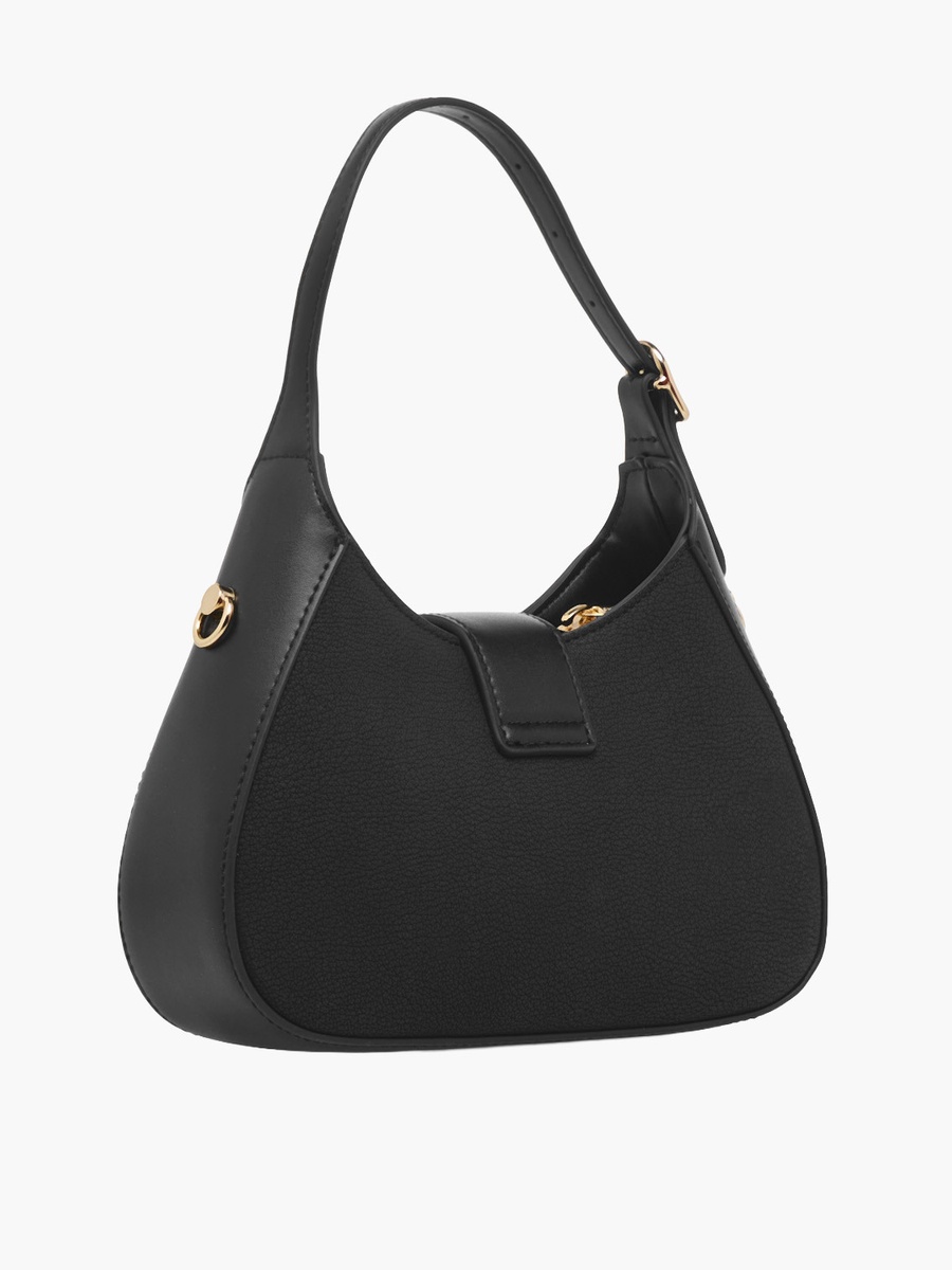 Solid Shoulder Bag with Twist Lock Closure