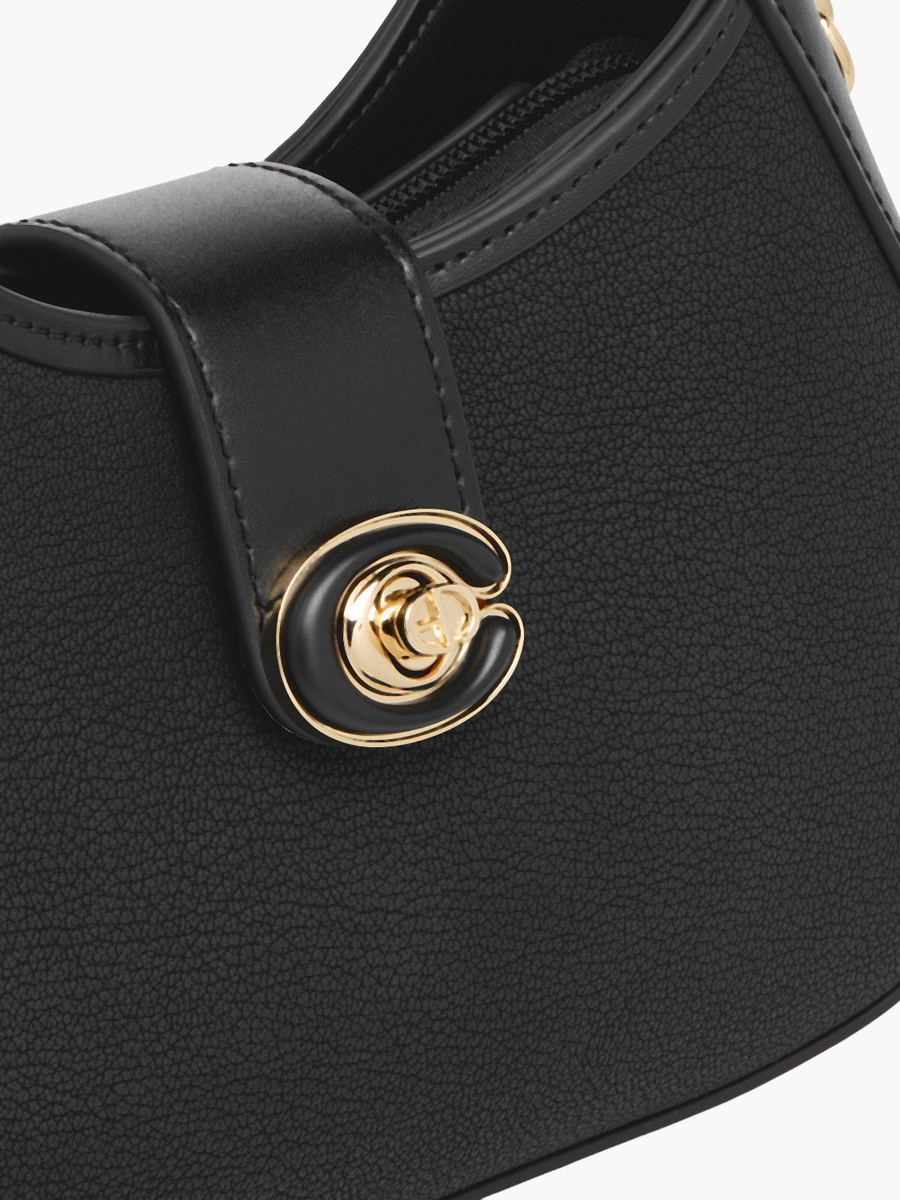 Solid Shoulder Bag with Twist Lock Closure
