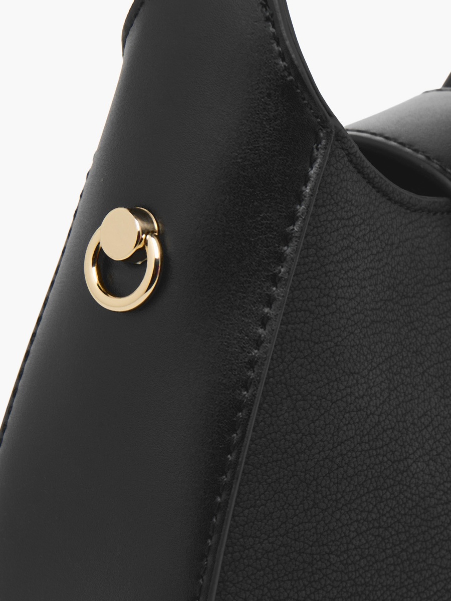 Solid Shoulder Bag with Twist Lock Closure