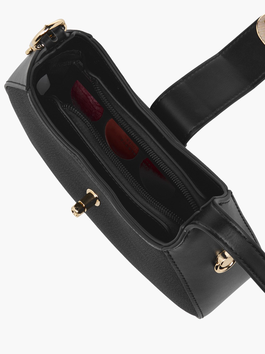 Solid Shoulder Bag with Twist Lock Closure