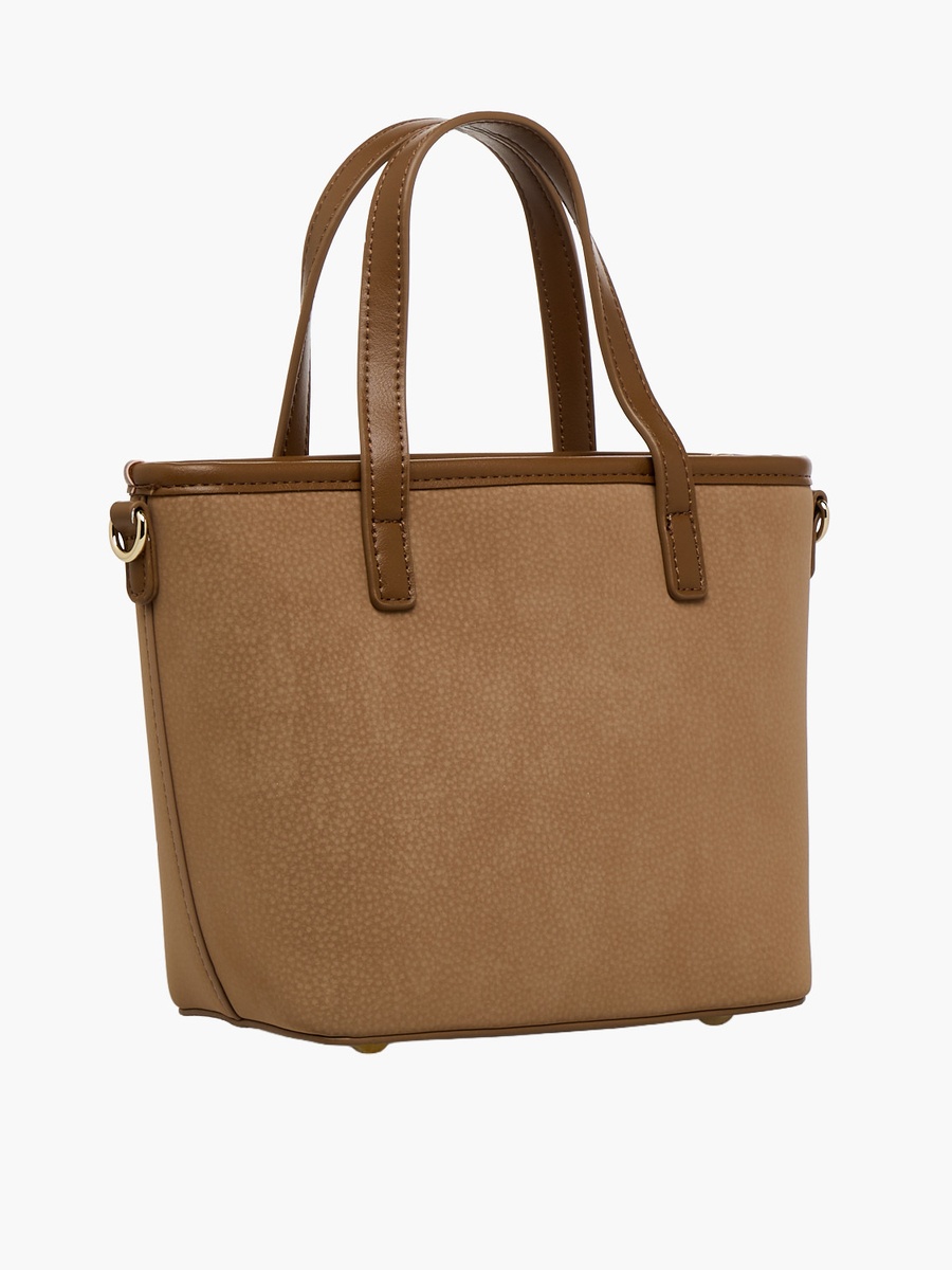 Textured Tote Bag with Zip Closure