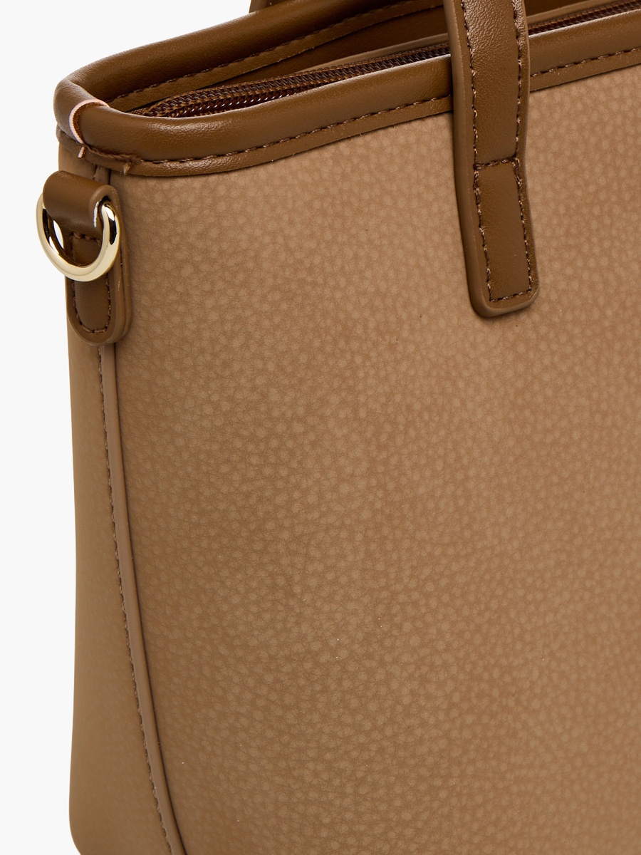 Textured Tote Bag with Zip Closure