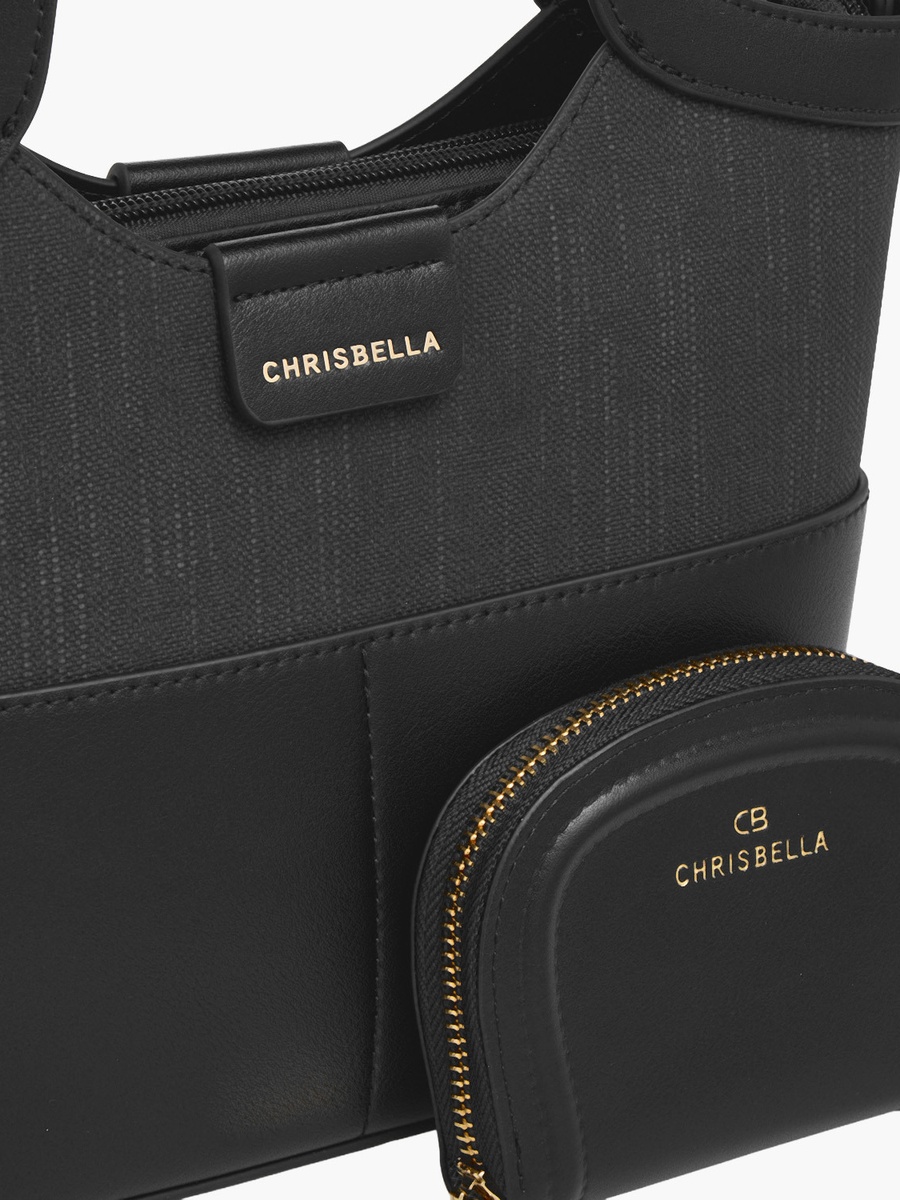 Textured Tote Bag with Coin Pouch