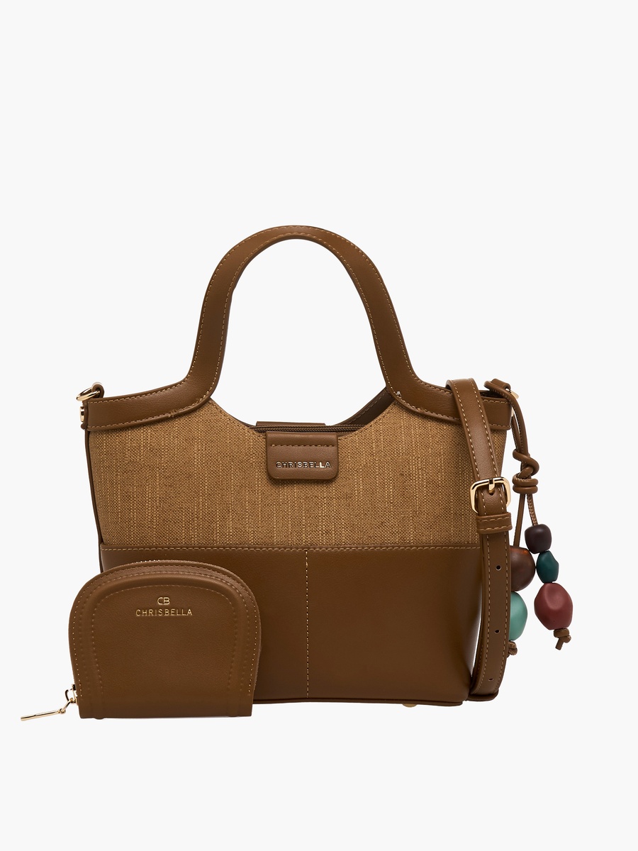 Textured Tote Bag with Wallet