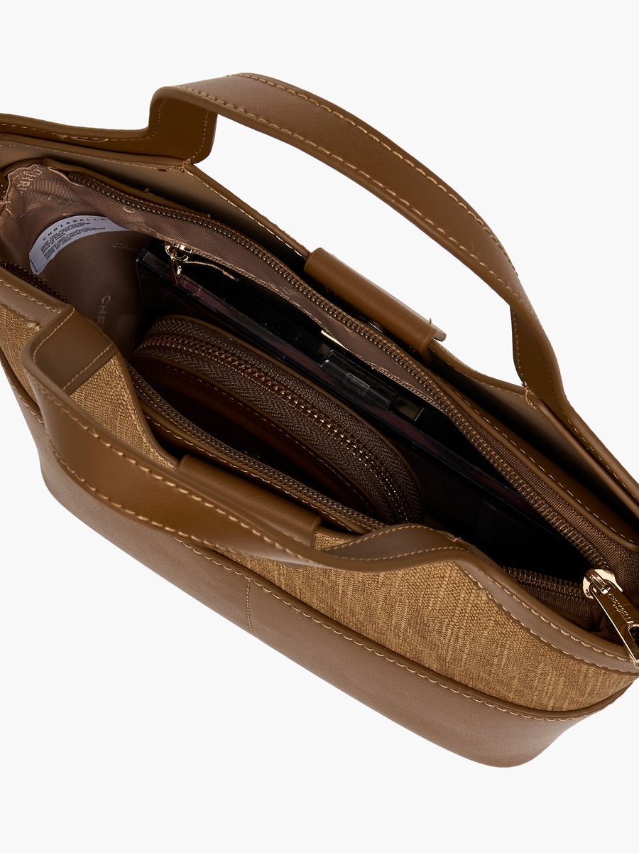 Textured Tote Bag with Wallet