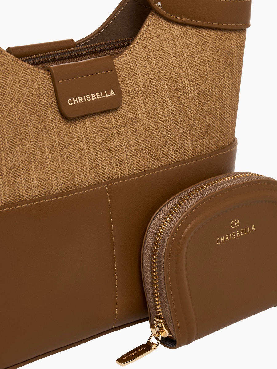 Textured Tote Bag with Wallet