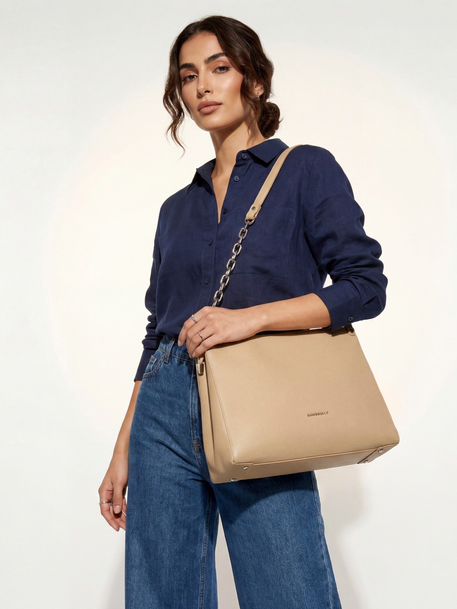 Plain Shoulder Bag with Pouch