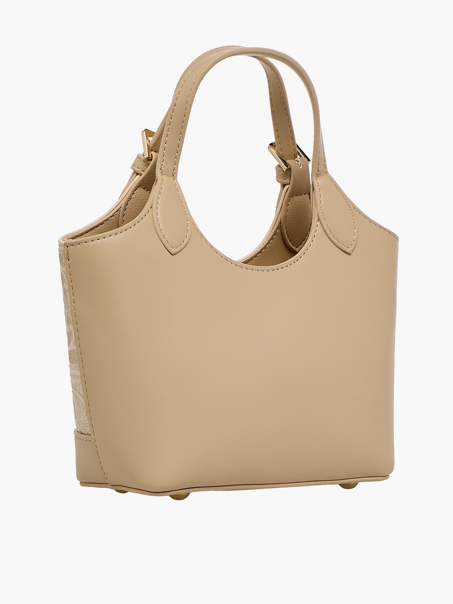 Embroidered Shoulder Bag with Zip Closure