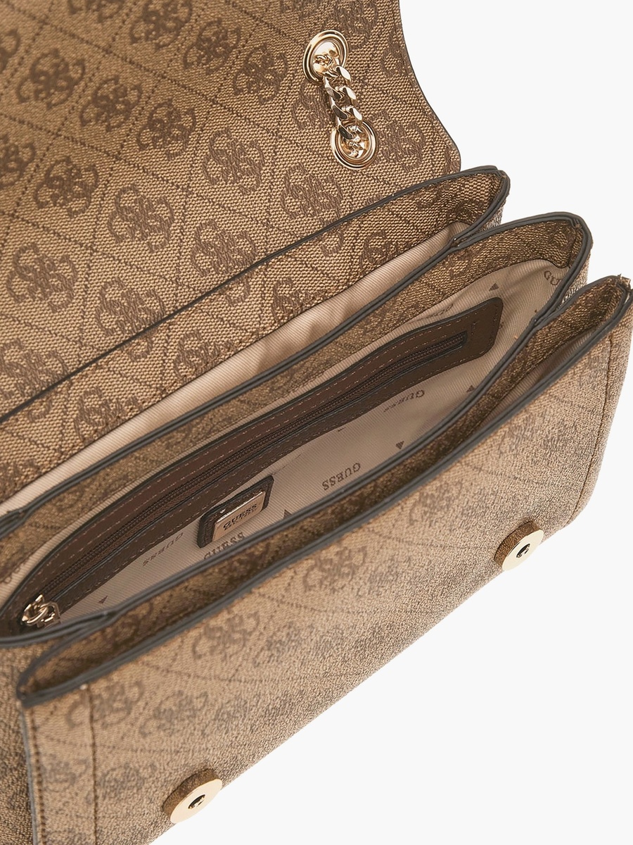 Noelle Ii Monogram Crossbody Bag with Flap Closure and Chain Strap