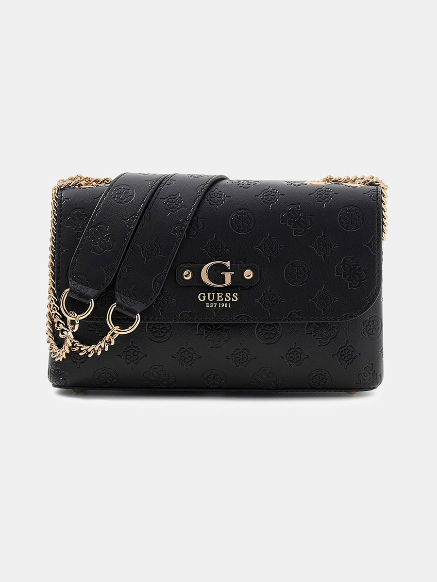 Dita Monogram Crossbody Bag with Flap Closure and Chain Strap