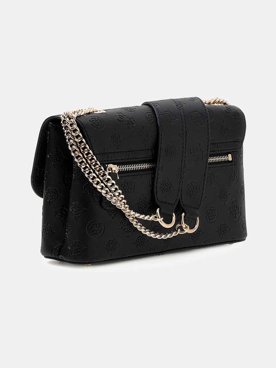 Dita Monogram Crossbody Bag with Flap Closure and Chain Strap