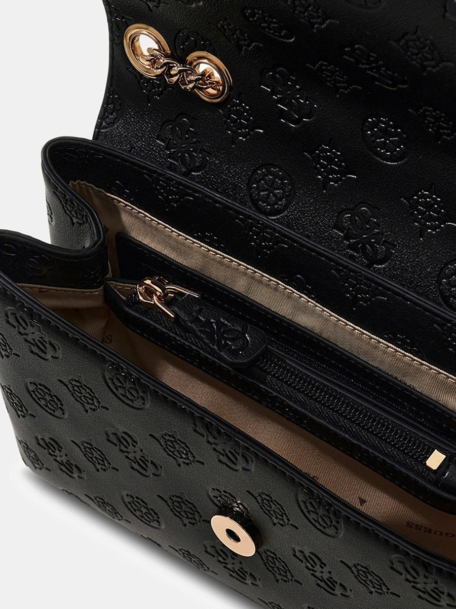 Dita Monogram Crossbody Bag with Flap Closure and Chain Strap