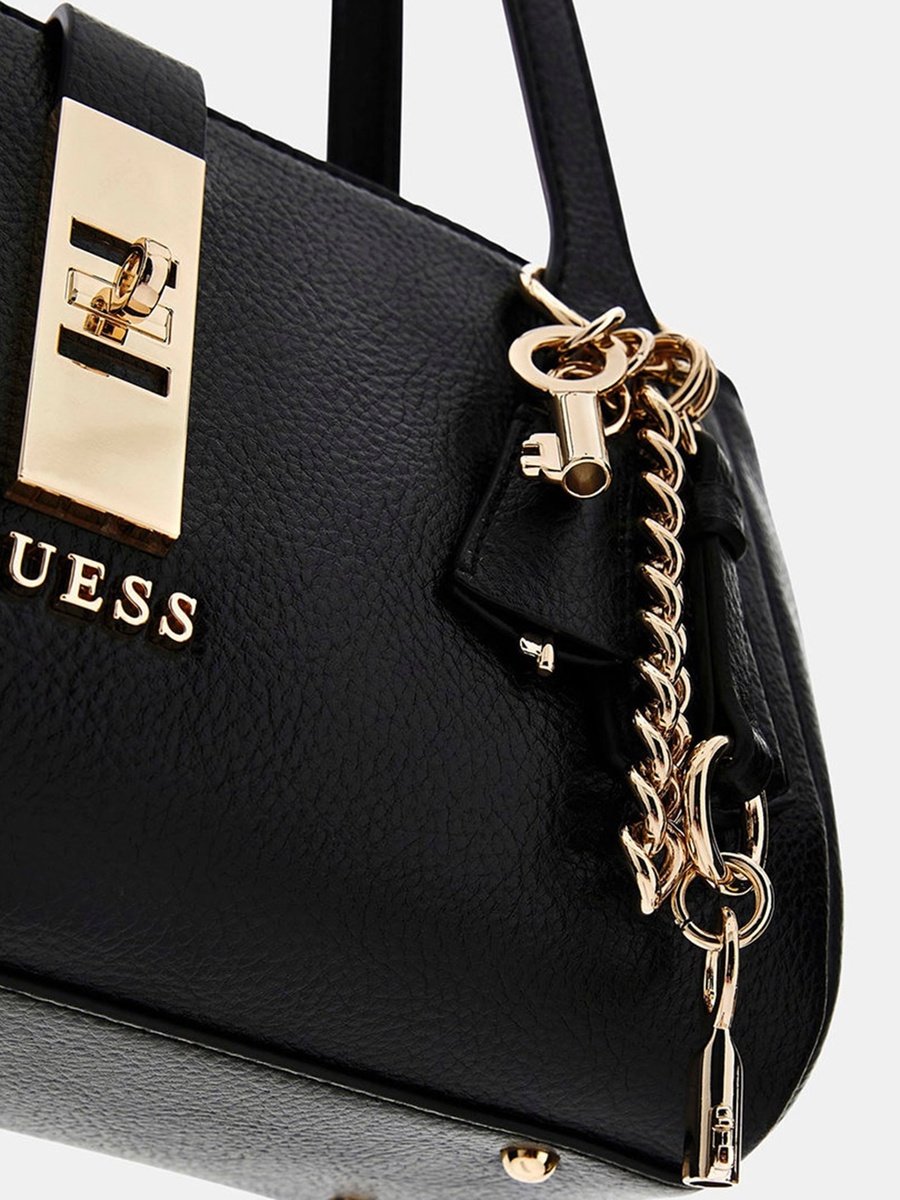 Brooke Textured Double Handle Shoulder Bag with Twist Lock Closure