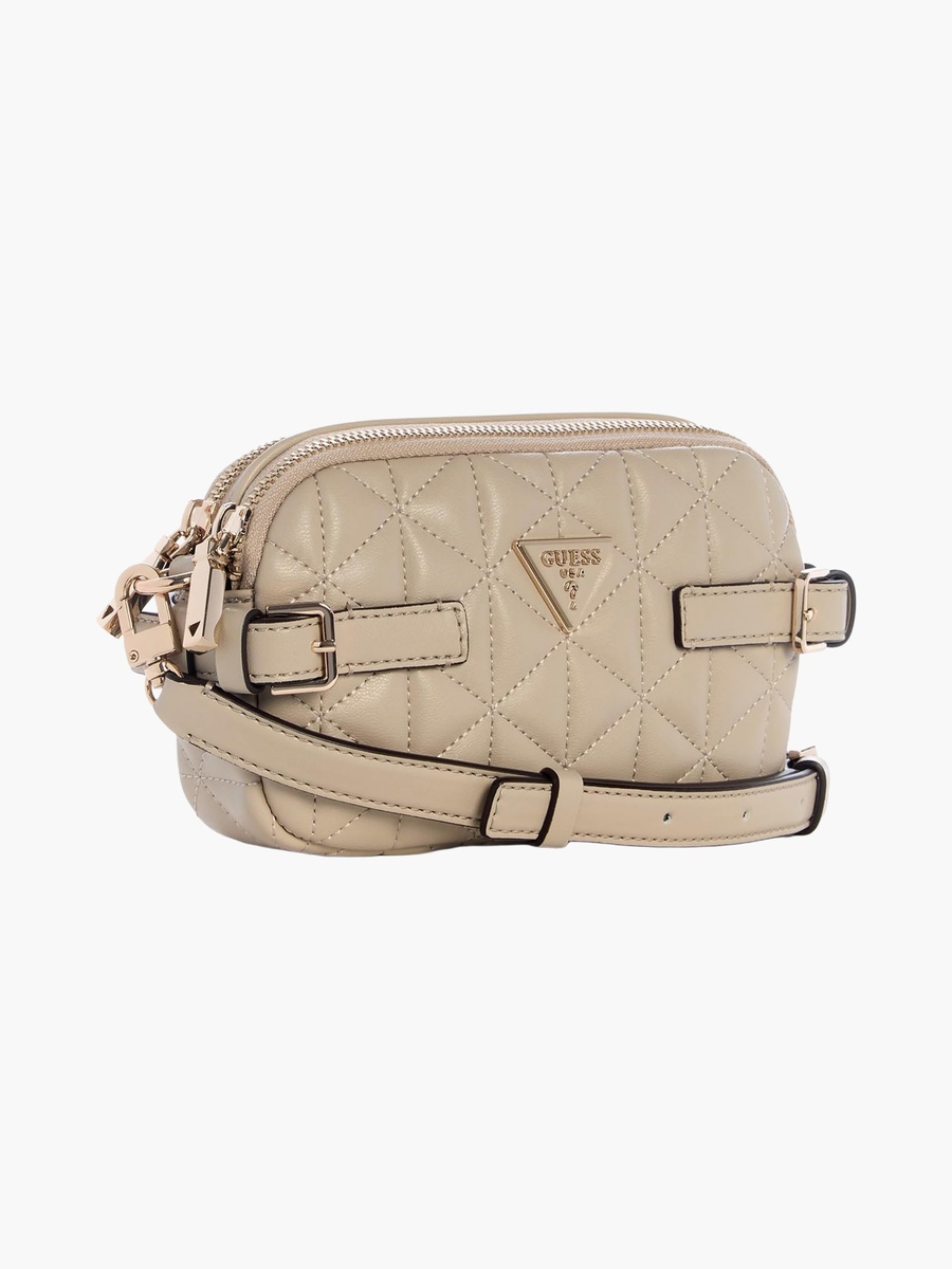 Paisleigh Diamond Quilted Crossbody Bag with Zipper Closure and Detachable Strap